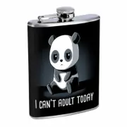 Panda Adult Em1 Flask 8oz Stainless Steel Hip Drinking Whiskey