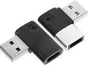 2pcs Adapter Charging Converters USB Adaptor Elbow Converter for Type-c Elbow Converters USB Extender Coupler USB 3. 0 Connector Data Converter Plug Converter Aluminum Shell Black
