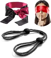 BDSM Bondage Sex Toys Restraints Set, Couples Sex Toy Handcuffs Adjustable Sex Cuffs Sex Restraints Straps 1PCS & Blindfold Bondage Eye Mask Satin Mask,BDSM Kit Sex Games Sex Toys for Women Couples