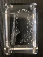 Saxophone with Musical Notes 3D Laser Etched Glass