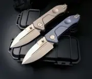 New D2 Steel Blade Full TC4 TITANIUM Handle Survival Pocket Folding Knife ER07