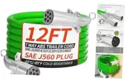 7 Way Trailer Cord 12 FT ABS Heavey Duty, Flexible -85°F Cold Resistance