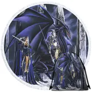 Dark Art Dead of Winter Dragon and Warriors Round Beach Towel