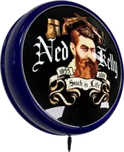 Ned Kelly Such is Life LED Bar Lighting Wall Sign Light Button Blue
