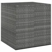 PE Rattan Storage Box With Gas Lift Mechanism Deck Cushion Blanket Chest Trunk