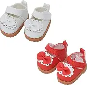 niannyyhouse Bow Tie Leather Shoes Length 3.6cm 10cm Plush Doll 1/8BJD Accessories (White+Red)