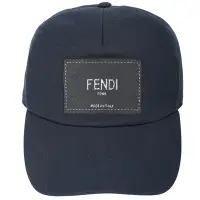 在飛比找Yahoo奇摩購物中心優惠-FENDI Roma 深藍色帆布棒球帽