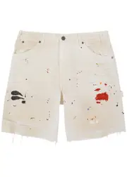 Gallery Dept. Flea Paint-splatter Distressed Denim Shorts - Off White - W30 (W30 / S) W30 (W30 / S)