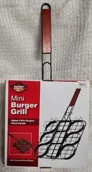 New In Box Kirklands Smokin Grill Mini Burger Grill Wood Handle 9 Mini Burgers