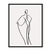 Line Girl 2 Framed Wall Art - Black