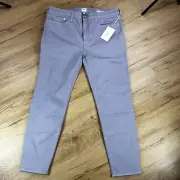 Edwin Womens Pixie 9" Mid Rise Skinny Ankle Jeans Silverlining Size 34 MSRP $148