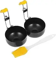 HOMOCONO Foldable Egg Molds 2pcs Nonstick Poached Egg Cups Shaper Tool Heat Resistant for Easy Cooking