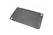Reversible Cast Iron Griddle Rectangular BBQ Plate 43x24cm Double-Sided Flat Top Griddle Pan and Grooved Grill for Gas Stovetop Oven and Open Fire Black