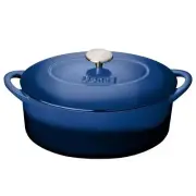 Denby Dutch Oven 4.2qt Cast Iron Dishwasher Safe Cookware Oval Cobalt Finish