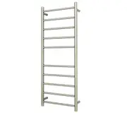 Radiant RTR430 Round Bar Heated Towel Rail - 430 x 1100mm- Brushed Nickel - Stainless Steel - Bottom Right/Top Left Wiring