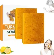 Turmeric & Kojic Acid Brightening Soap, All Natural Lemon Turmeric Kojic Soap Bar for Face and Body, Turmeric Soap Bar (2 PCS)