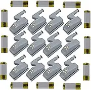 12 Pcs Cabinet Cupboard Hinge LED Light Universal Sensor Light for Modern Kitchen Home Cabinet Cupboard Closet Lamp-Warm White with Battery…