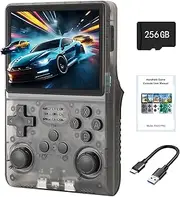 WYGaming R40S Pro+ Handheld Game Console, 30000 in 1 Games Mini Retro Video Console, 3.5-Inch IPS Screen,256GB TF Memory Memory,Built in 45+ Emulators,3800mAh Battery (Transparent Black 256G)