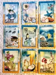 Set of 9 Cards~Summertime Ocean~Greeting Card Toppers & Scrapbook Crafts~#173N