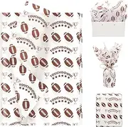 Football Tissue Paper 100 Sheets - Football Tissue Paper for Gift Bags - Football Wrapping Paper - Football Themed Trophy Football Printed Tissue Paper for Birthday,Team Celebration - 20"×14"