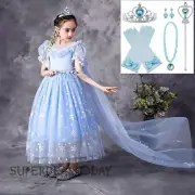 Girls Elsa Lace Tulle Cape Party Birthday Dress Accessory Costume Book Week 3-10