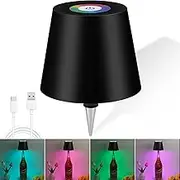 Wireless Bottle Lamp 2000mAh, RGB Mode & 3 Color Stepless Dimming Touch Table Lamp, Rechargeable Atmosphere Lamp for Bars, Cafes, Restaurants, Bedrooms, Outdoor Environments (Black, 1pcs)