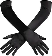 [Tzylomirx] 1920s Vintage Long Satin Gloves for Women - Great Gatsby Opera Gloves, Flapper Costume Accessories, Stretch Breathable Perfect for Wedding/Tea Party/Cosplay