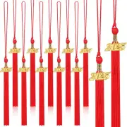 20Pcs Red Graduation Tassels Academic Graduation Cap Hat Tassel with 2024 Gold C