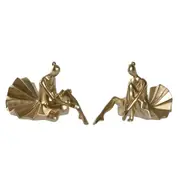 Decorative Figure Dkd Home Decor 17 x 23 x 14.5 Cm Golden Ballet Dancer 2 Units