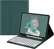 Color Keyboard for iPad 10th Generation 2022 10.9 inch Keyboard Case Cute Round Key Wireless Detachable Magnetically Keyboard Cover for iPad 10 (DarkGreen)