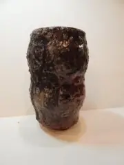 Hour Glass vase RAKU ceramic clay pottery R-19-112
