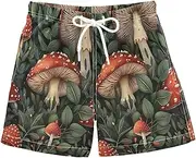 [RPLIFE] Boy Swim Shorts, Anti-Chafe Swim Trunks Boys 2T, Retro Red Mushrooms