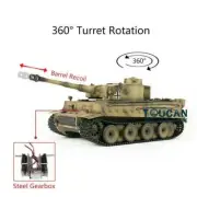 1/16 Henglong 7.0 TigerⅠRC Tank 3818 Plastic Tracks Barrel Recoil Gearbox 360°