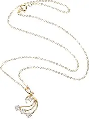 [Yardenfun] Blossoming Arch Shape Heart Design Zircons Pendant Necklace for Women White and Gold