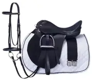 17 Inch All Purpose English Saddle Package - Black - All Leather -7" Gullet