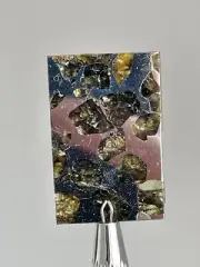 Excellent large etched Seymchan Pallasite meteorite slice, 6.78 gr , S30