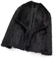 [Perfeclan] Women's Faux Fur Coat Open Front Casual for Ladies Short Large Lapel Warm Jacket
