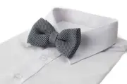 Mens Grey Cross-Hatched Knitted Bow Tie