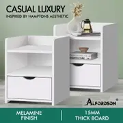 ALFORDSON 2x Bedside Table Nightstand Storage Cabinet Side End Drawers White