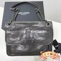 在飛比找蝦皮購物優惠-二手 YSL（聖羅蘭）NIKI BABY 中號 深灰色 柔軟