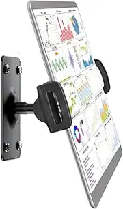 Tablet Wall Mount, Sturdy Metal Base Kitchen Wall Mount for 4.7-12.9 inch Tablet, 360° Rotatable Adjustable Tablet Holder Wall for Smartphone, Car Dashboard/Home/Office Use
