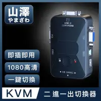 在飛比找Yahoo奇摩購物中心優惠-山澤 KVM 2進1出切換器USB/VGA多電腦主機螢幕切換