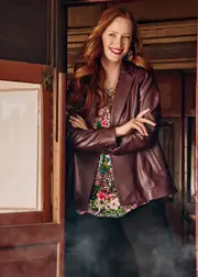 [TS] Taking Shape Leather Elsie Blazer Size 16 in Merlot - Plus Size Women's Clothing Merlot