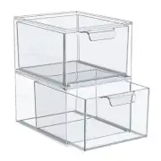 Transparent Acrylic Makeup Stackable Stationery Desk Drawer Storage