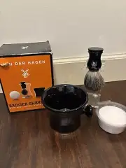 Van Der Hagen Badger Wet Shave Set With Soap, Brush, Stand & Mug/scuttle