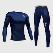 Fdx Men's Set Navy Blue Thermolinx Compression Base Layer Shirt & Leggings