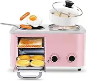 Multifunctional Breakfast Machine, 4-in-1 Small Breakfast Maker with Frying, Bake, Steaming and Cooking, 1200W 12L Electric Cooking Pot with Adjustable Temp Control, Mini Oven for Kitchen