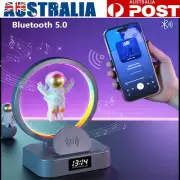 Floating Astronaut RGB Night Light Bluetooth Speaker Clock Wireless Charger AU