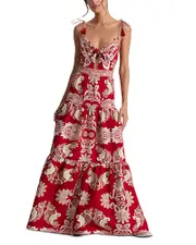 Alice and Olivia Minka Tie Front Maxi Dress