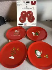 Waechtersbach Christmas Peanuts Snoopy Dessert Plates Germany 7 3/4" Set Of 4